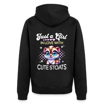 Ermine Girl - Unisex Premium Organic Zip Hoodie - black - Back - Nico (187cm)