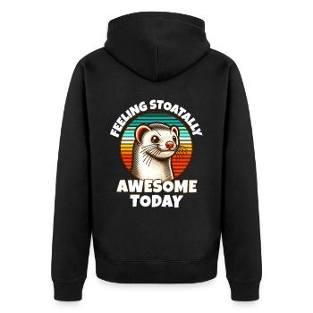 Ermine Sayings - Unisex Premium Organic Zip Hoodie - black - Back - Nico (187cm)