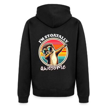 Funny Ermine Sayings - Unisex Premium Organic Zip Hoodie - black - Back - Nico (187cm)