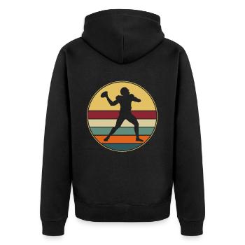 American Football Geschenk Kinder Footballspieler - Unisex Premium Bio Zip Hoodie - Schwarz - Hinten - Nico (187cm)
