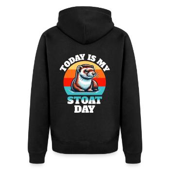 Ermine Sayings - Unisex Premium Organic Zip Hoodie - black - Back - Nico (187cm)