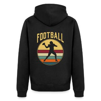American Football Geschenk Kinder Footballspieler - Unisex Premium Bio Zip Hoodie - Schwarz - Hinten - Nico (187cm)
