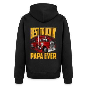 Best truckin Papa ever - Unisex Premium Organic Zip Hoodie - black - Back - Nico (187cm)