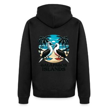 Galapagos Islands - Unisex Premium Bio Zip Hoodie - Schwarz - Hinten - Nico (187cm)