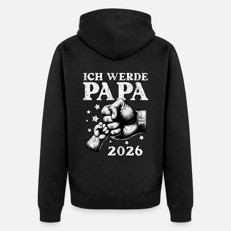 Je serai papa en 2026 - Veste à capuche bio Premium Unisexe - noir