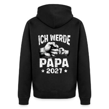 Ich werde Papa 2027 - Unisex Premium Bio Zip Hoodie - Schwarz - Hinten - Nico (187cm)