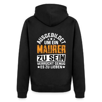 Maurer Hochbau Maurermeister Maurerhammer - Unisex Premium Bio Zip Hoodie - Schwarz - Hinten - Nico (187cm)