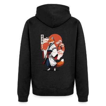 Ukiyo-E Style artistique japonais Kitsune Renard - Veste à capuche bio Premium Unisexe - noir - Dos - Nico (187cm)