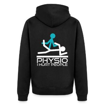 Physio Joke Physiotherapy Cracking - Unisex Premium Organic Zip Hoodie - black - Back - Nico (187cm)