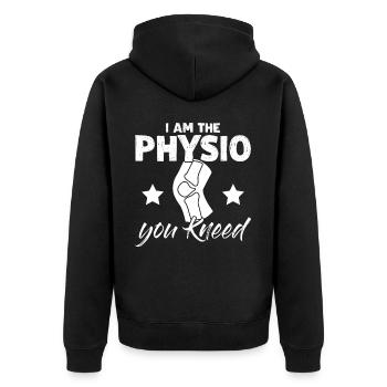 Physio Physiotherapy Knee Pain - Unisex Premium Organic Zip Hoodie - black - Back - Nico (187cm)