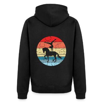 Loves Horse Vaulting Gift - Unisex Premium Organic Zip Hoodie - black - Back - Nico (187cm)
