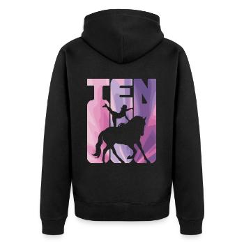 Loves Horse Vaulting Gift - Unisex Premium Organic Zip Hoodie - black - Back - Nico (187cm)
