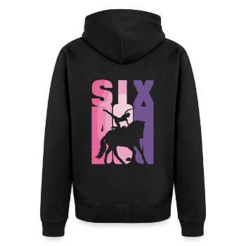 Loves Horse Vaulting Gift - Unisex Premium Organic Zip Hoodie - black - Back - Nico (187cm)