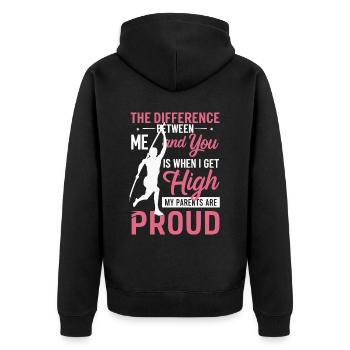 Stabhochspringer-Geschenk - Unisex Premium Bio Zip Hoodie - Schwarz - Hinten - Nico (187cm)