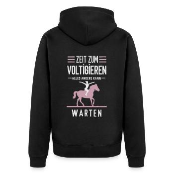 Loves Horse Vaulting Gift - Unisex Premium Organic Zip Hoodie - black - Back - Nico (187cm)