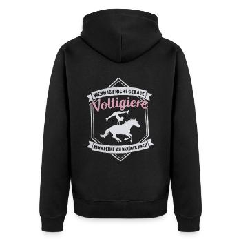 Loves Horse Vaulting Gift - Unisex Premium Organic Zip Hoodie - black - Back - Nico (187cm)