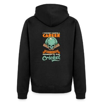 Cricket Player Wanted Paychecks For Cricket - Unisex Premium Organic Zip Hoodie - black - Back - Nico (187cm)