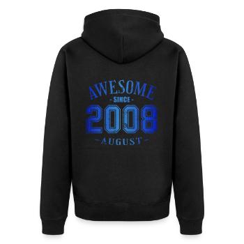 Août 2008 - Anniversaire en août Génial - Veste à capuche bio Premium Unisexe - noir - Dos - Nico (187cm)