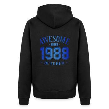 October 1988 - Geburtstag im Oktober Awesome - Unisex Premium Bio Zip Hoodie - Schwarz - Hinten - Nico (187cm)