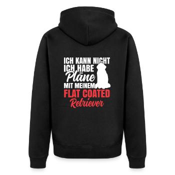Pläne mit meinem Flat Coated Retriever - Unisex Premium Bio Zip Hoodie - Schwarz - Hinten - Nico (187cm)