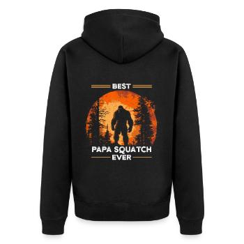 Best Papa Squatch Ever - Unisex Premium Bio Zip Hoodie - Schwarz - Hinten - Nico (187cm)
