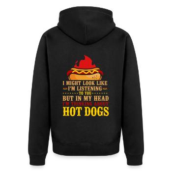 Hot Dog Adulte Je pourrais ressembler - Veste à capuche bio Premium Unisexe - noir - Dos - Nico (187cm)