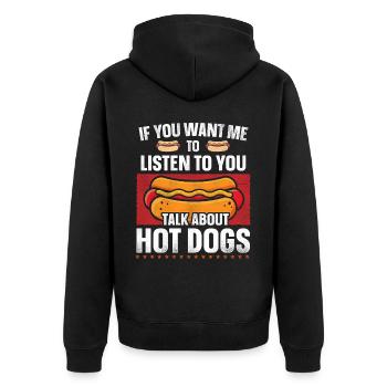 Hot Dog Adult If You Want Me To - Unisex Premium Bio Zip Hoodie - Schwarz - Hinten - Nico (187cm)