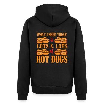 Hot Dog Adult What I Need Today Is - Unisex Premium Bio Zip Hoodie - Schwarz - Hinten - Nico (187cm)
