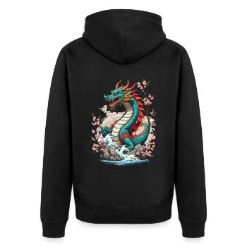 Vintage Cherry Blossoms Vaporwave Japanese Kites - Unisex Premium Organic Zip Hoodie - black - Back - Nico (187cm)