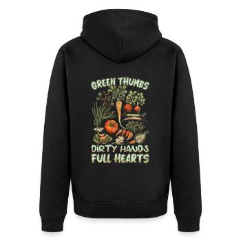 Garten biologischer Anbau Permaculture - Unisex Premium Bio Zip Hoodie - Schwarz - Hinten - Nico (187cm)