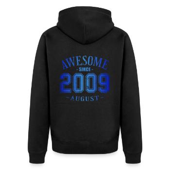 Août 2009 - Anniversaire en août Génial - Veste à capuche bio Premium Unisexe - noir - Dos - Nico (187cm)