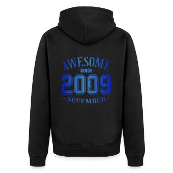 Novembre 2009 - Anniversaire en novembre Génial - Veste à capuche bio Premium Unisexe - noir - Dos - Nico (187cm)