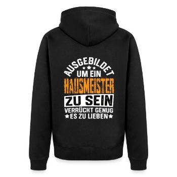 Caretaker Building Management Caretaker Saying - Unisex Premium Organic Zip Hoodie - black - Back - Nico (187cm)
