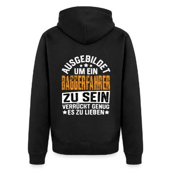 Baggerfahrer Bagger Baugeräteführer Schaufelbagger - Unisex Premium Bio Zip Hoodie - Schwarz - Hinten - Nico (187cm)