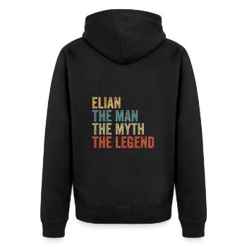 Elian l’homme le mythe - Veste à capuche bio Premium Unisexe - noir - Dos - Nico (187cm)