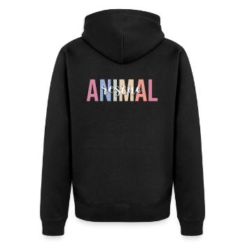 accept. - Unisex Premium Organic Zip Hoodie - black - Back - Nico (187cm)