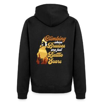 Klettern Mountain Boulder Climble Kletterer - Unisex Premium Bio Zip Hoodie - Schwarz - Hinten - Nico (187cm)