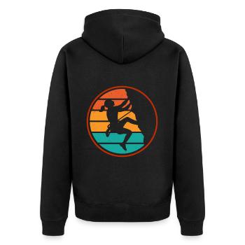 Klettern Mountain Boulder Climble Kletterer - Unisex Premium Bio Zip Hoodie - Schwarz - Hinten - Nico (187cm)