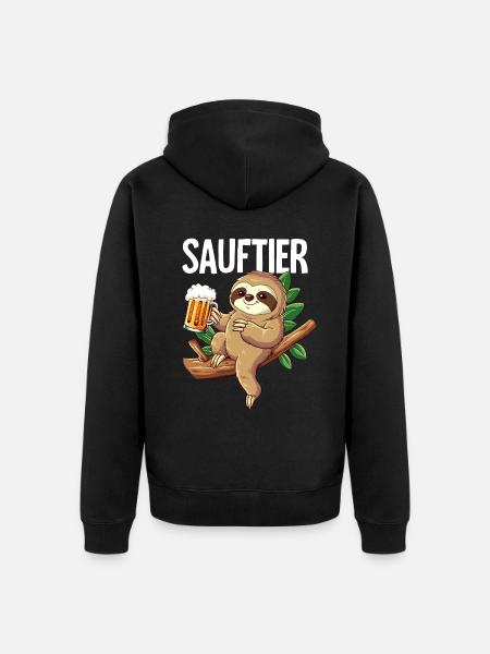 Faultier Sauftier - Unisex Premium Bio Zip Hoodie - Schwarz