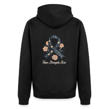 Glioblastome Sensibilisation Espoir, Force, Guérison - Veste à capuche bio Premium Unisexe - noir - Dos - Nico (187cm)
