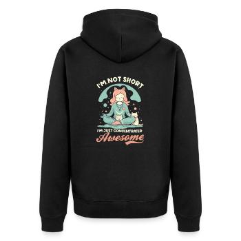 Lustiger Yoga-Liebhaber Nicht kurz Konzentriert Genial - Unisex Premium Bio Zip Hoodie - Schwarz - Hinten - Nico (187cm)