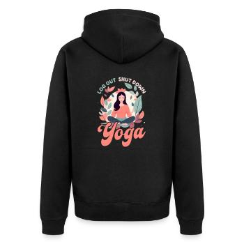 Drôle d’amateur de yoga Se déconnecter Arrêter le yoga - Veste à capuche bio Premium Unisexe - noir - Dos - Nico (187cm)