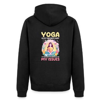Funny Yoga Lover Pretend Working On My Issues - Unisex Premium Organic Zip Hoodie - black - Back - Nico (187cm)