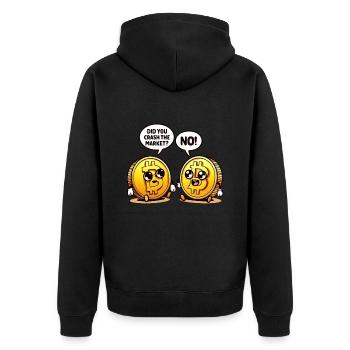 Lustiges Bitcoin-markt-crash-design - Unisex Premium Bio Zip Hoodie - Schwarz - Hinten - Nico (187cm)
