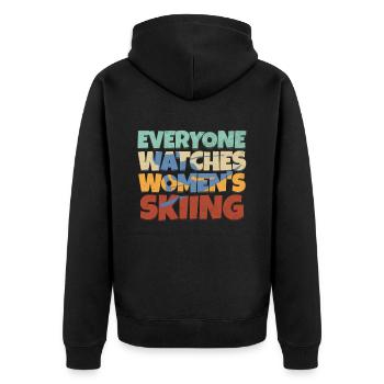 Jeder Schaut Sich Frauen-skisport An - Unisex Premium Bio Zip Hoodie - Schwarz - Hinten - Nico (187cm)