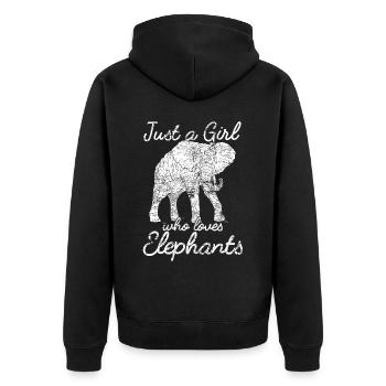Elefantenliebe Im Retro Design Für Geisttier Fans - Unisex Premium Bio Zip Hoodie - Schwarz - Hinten - Nico (187cm)