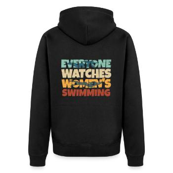 Jeder Schaut Sich Den Schwimmsport Der Frauen An - Unisex Premium Bio Zip Hoodie - Schwarz - Hinten - Nico (187cm)