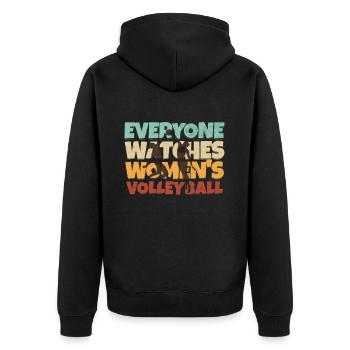 Jeder Schaut Sich Frauen-volleyball-sport An - Unisex Premium Bio Zip Hoodie - Schwarz - Hinten - Nico (187cm)