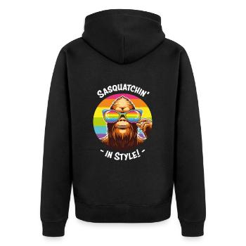 Sasquatchin' avec style - Drôle de Bigfoot - Veste à capuche bio Premium Unisexe - noir - Dos - Nico (187cm)