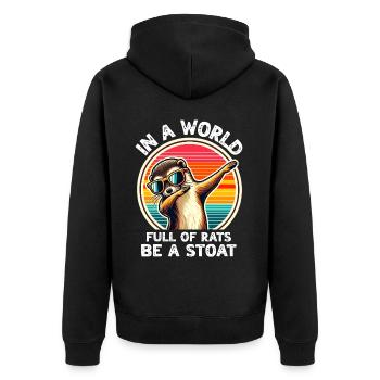 Funny Ermine Sayings - Unisex Premium Organic Zip Hoodie - black - Back - Nico (187cm)
